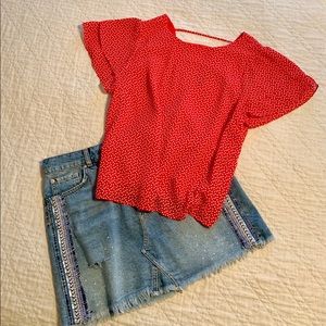 Adorable heart blouse with open back detail